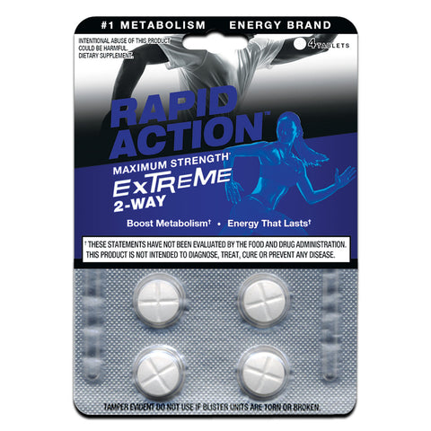 Rapid Action EXTREME 2-Way Maximum Strength Energy Pills - Boost Metabolism (4 Tabs) 10-772-4CT